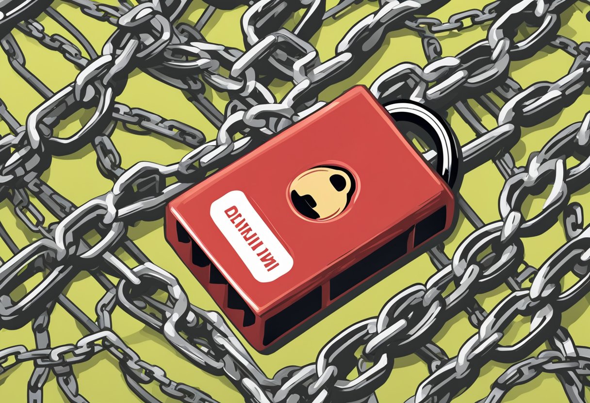 A padlock breaking free from chains, a red "Unauthorized" stamp, and a Spotify logo with a "premium" label crossed out