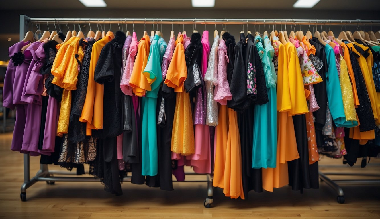 A variety of Halloween costumes displayed on racks with labels indicating different age groups, from toddlers to teens. Bright colors and whimsical designs make the costumes appealing to children of all ages Kids Halloween Costumes Ideas (1)