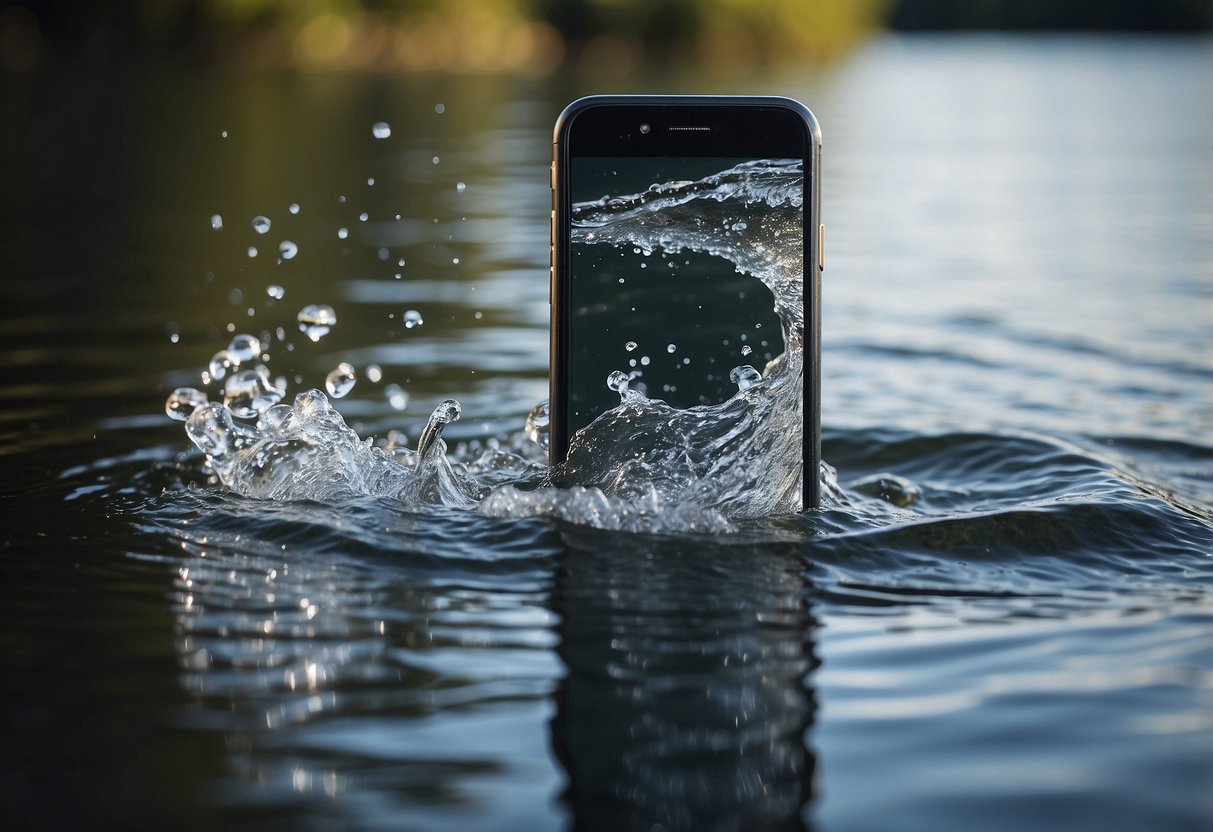 A cellphone falls into water, causing distress