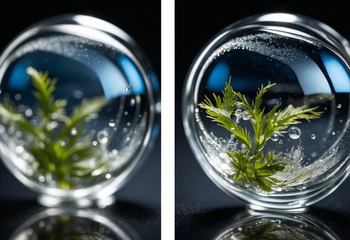 A clear, close-up image of two hydrogel films side by side, highlighting their differences in texture and thickness