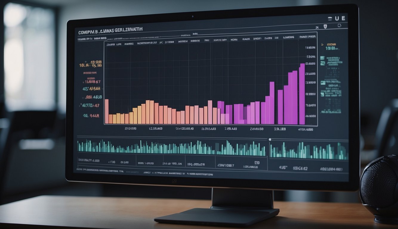 A computer screen displaying a bar graph of rising salaries in artificial intelligence engineering