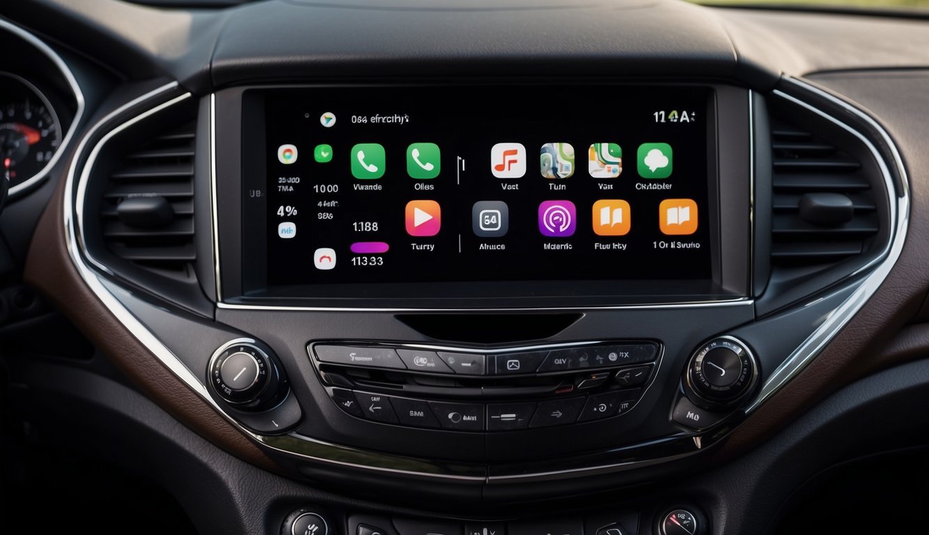 A Chevy vehicle displaying advanced Apple CarPlay functions on its infotainment screen