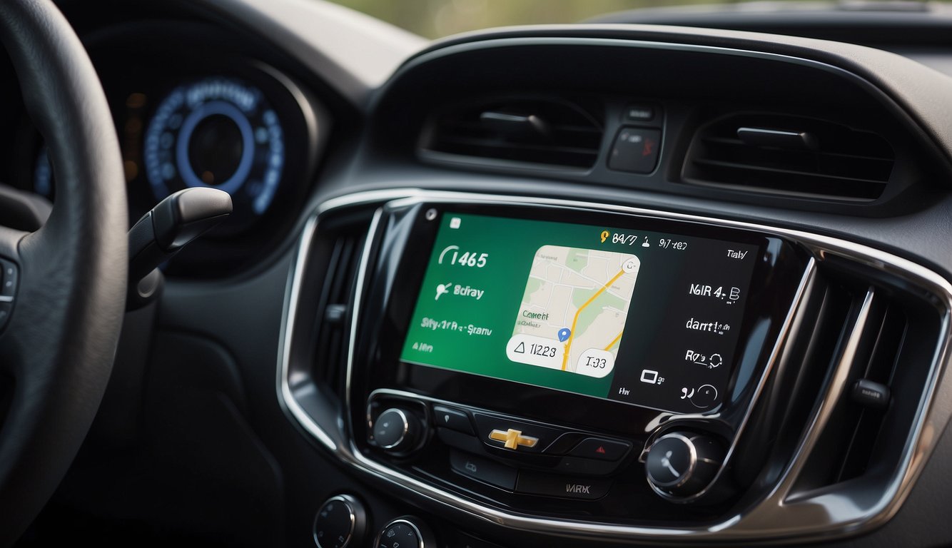 A Chevy vehicle displaying Apple CarPlay on its touchscreen interface