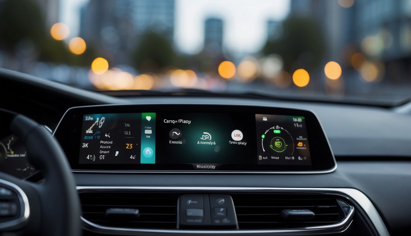 A car's dashboard display shows "wired CarPlay" being disconnected and replaced with "wireless CarPlay" in a seamless transition