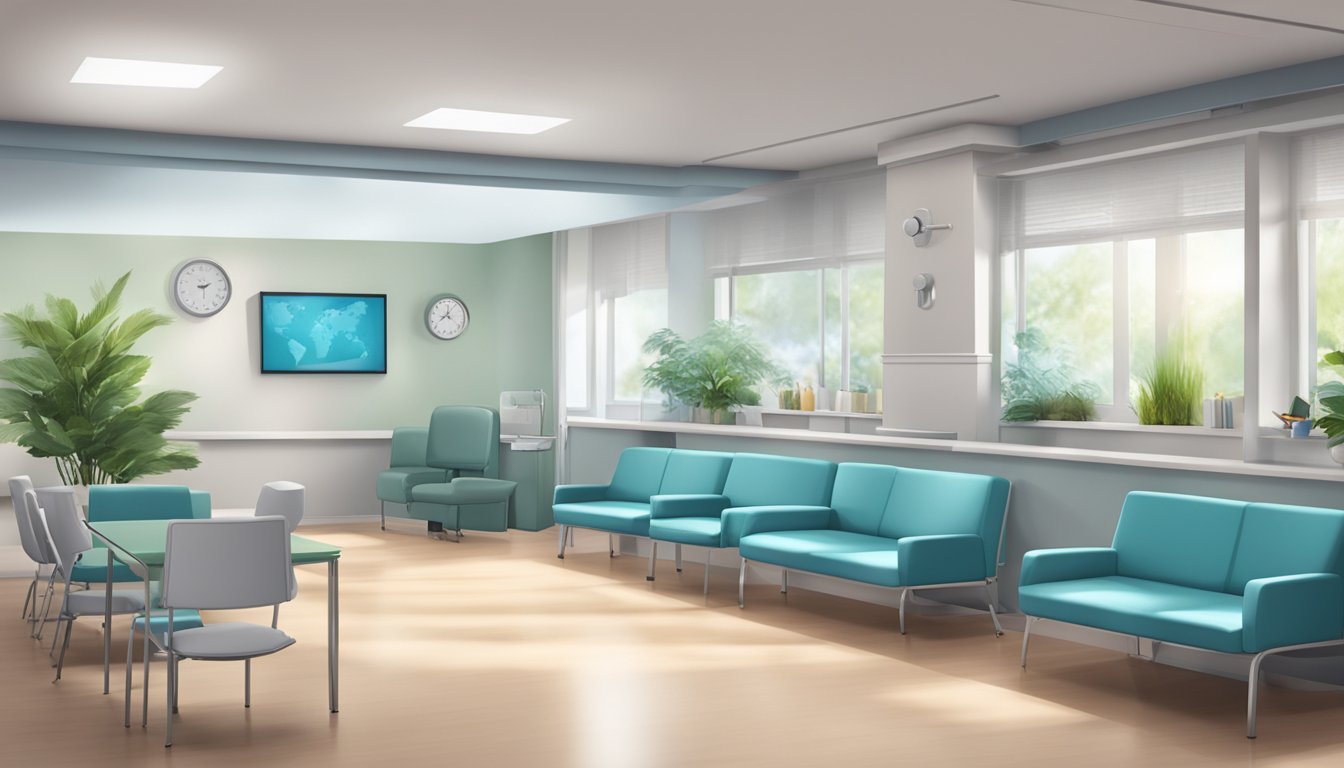 A modern cardiology clinic with Dr. TTLim's name displayed. Medical equipment and comfortable seating fill the waiting area