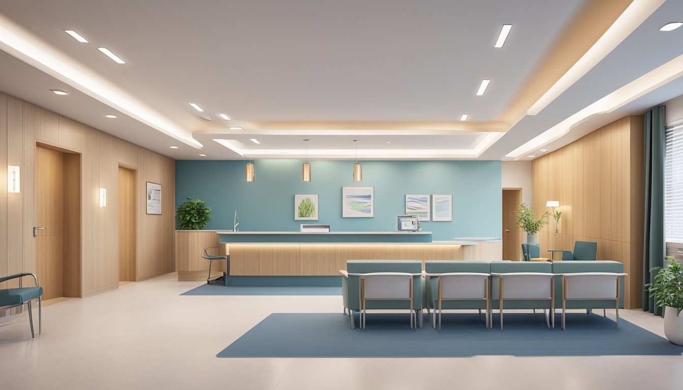 The cardiology clinic is a modern facility with state-of-the-art equipment and a calming atmosphere. The waiting area is spacious and comfortable, with soothing colors and natural light. The reception desk is staffed by friendly and professional personnel
