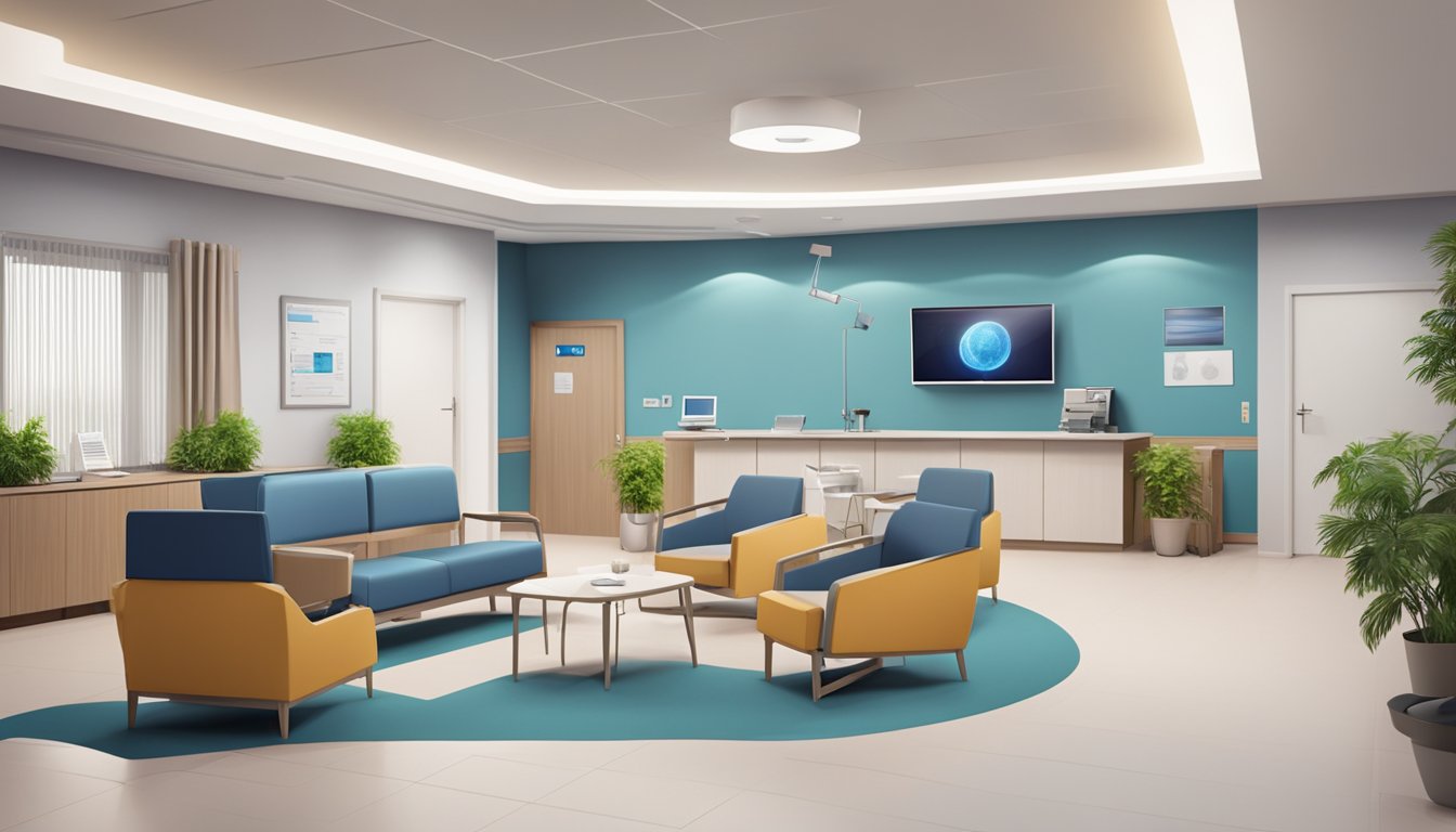 A modern cardiology clinic with state-of-the-art equipment and comfortable waiting area. Staff provide expert services to patients