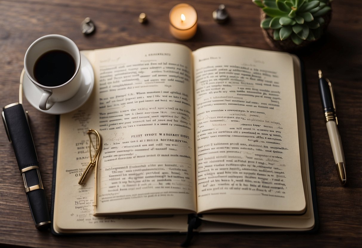 A man's journal with positive affirmations, surrounded by motivational quotes and images of strength and confidence