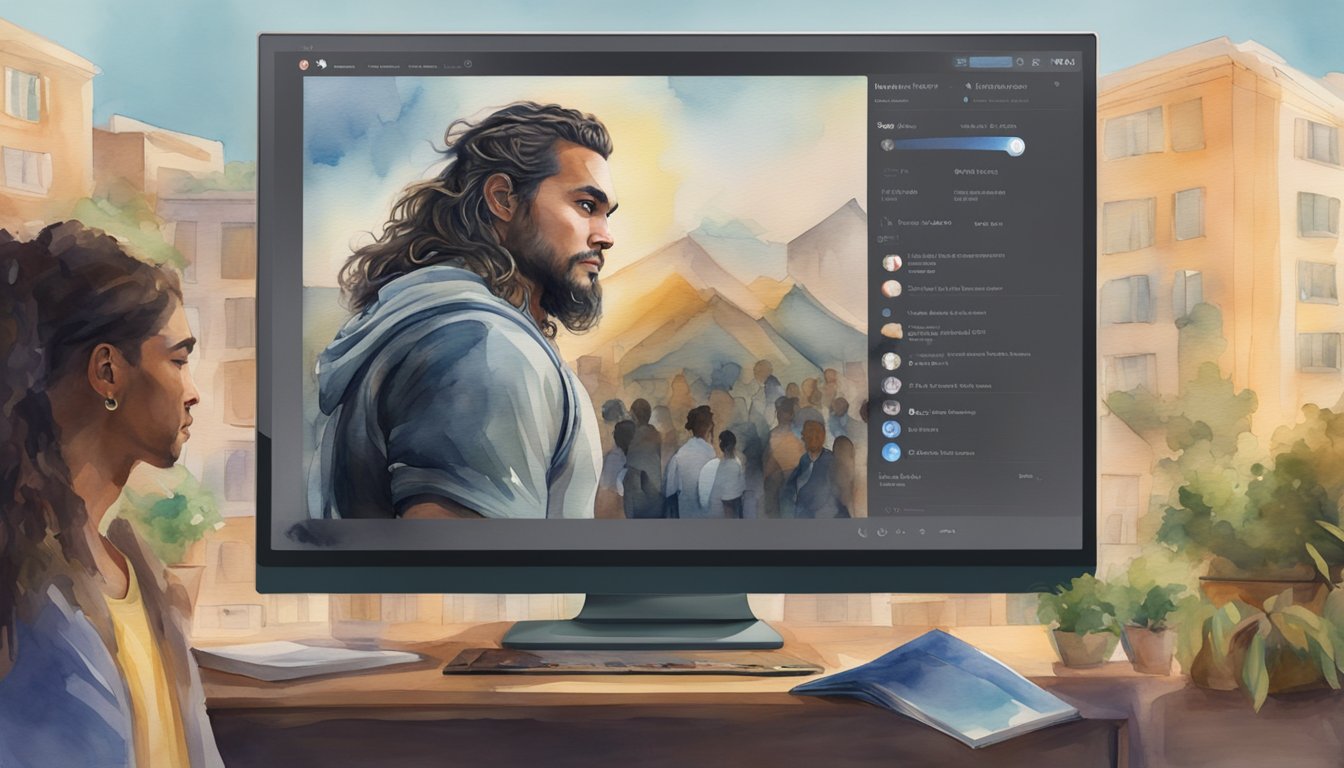 Jason Momoa's biography showcased on a large screen with fans engaging through social media and live streaming