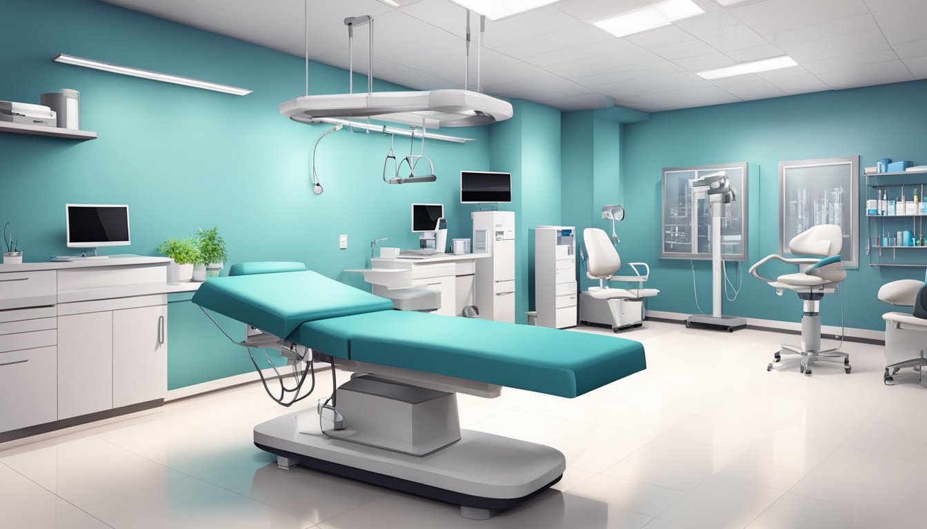 A modern cardiology clinic with sleek design and medical equipment
