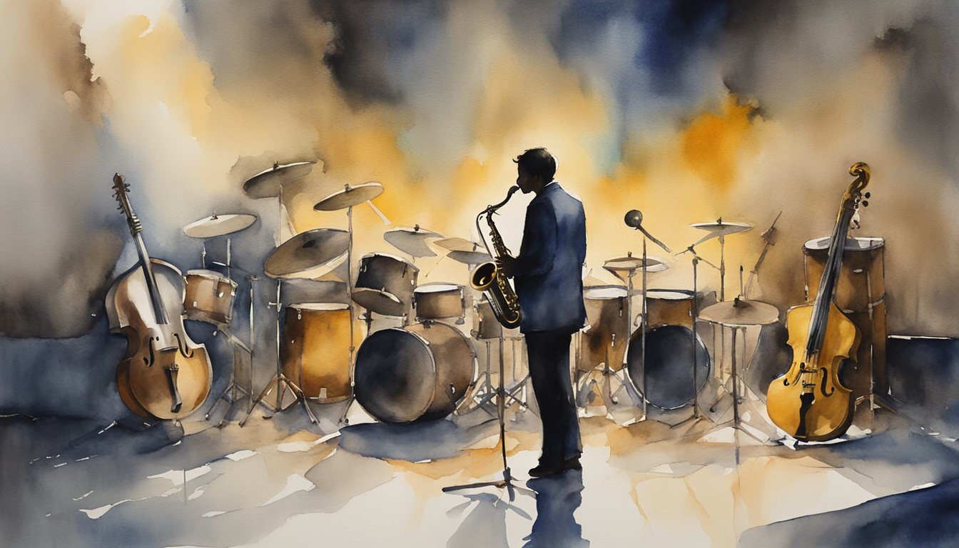 A lone figure stands on a dimly lit stage, surrounded by musical instruments.</p><p>The air is filled with the sound of a saxophone, as the figure grapples with the challenges and personal struggles of his life