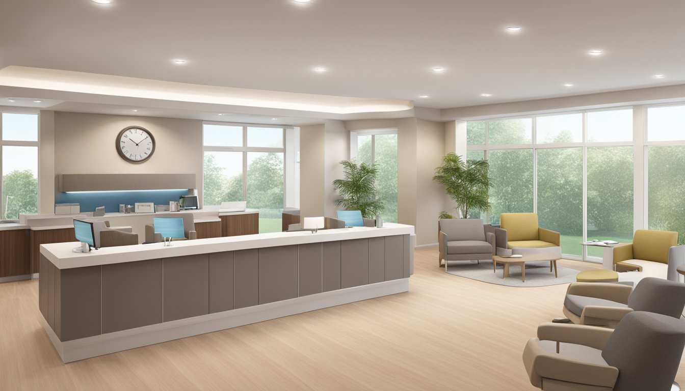 A bright, modern cardiology clinic with state-of-the-art equipment and a calming atmosphere. The reception area is welcoming, and the consultation rooms are filled with natural light