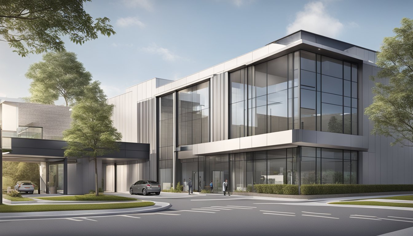 The cardiology clinic is located in a modern building with wheelchair access and ample parking. The entrance is clearly marked with the clinic's name and logo
