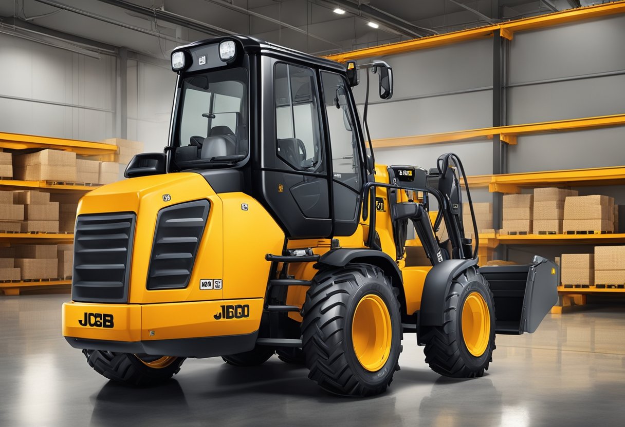 A JCB 1400B with a visible serial number in a well-lit maintenance facility