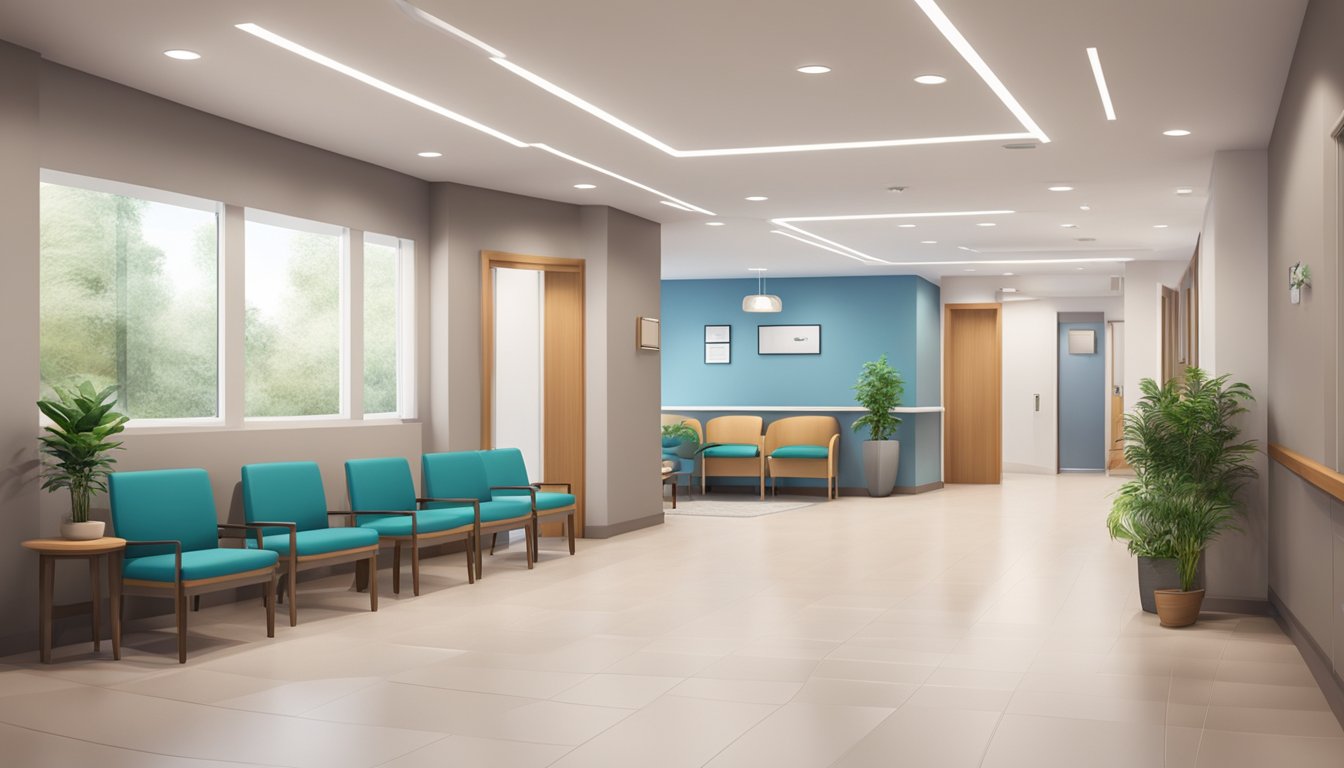 Patients entering Cadence Heart Centre, greeted by friendly staff. Modern cardiology clinic with state-of-the-art equipment. Comfortable waiting area with soothing ambiance