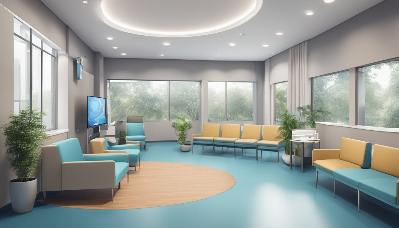 A modern cardiology clinic with state-of-the-art equipment and comfortable waiting areas. The clinic offers a range of services for heart and vascular health