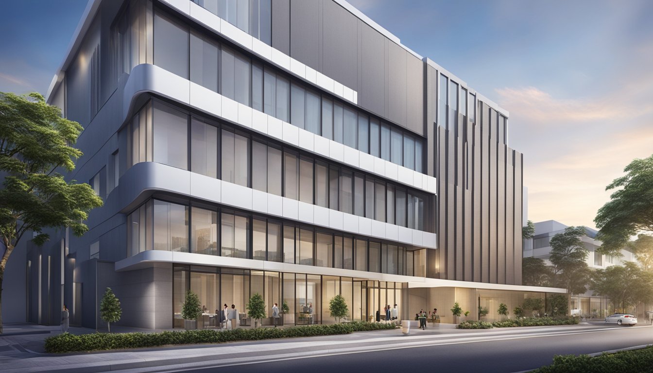 The exterior of The Cardiac Center Pte Ltd, a modern cardiology clinic with a sleek and professional facade