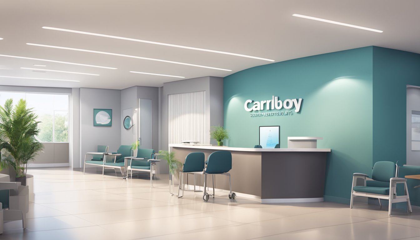 A modern cardiology clinic with wheelchair ramp, wide entrance, and clear signage. Bright interior with comfortable seating and reception desk