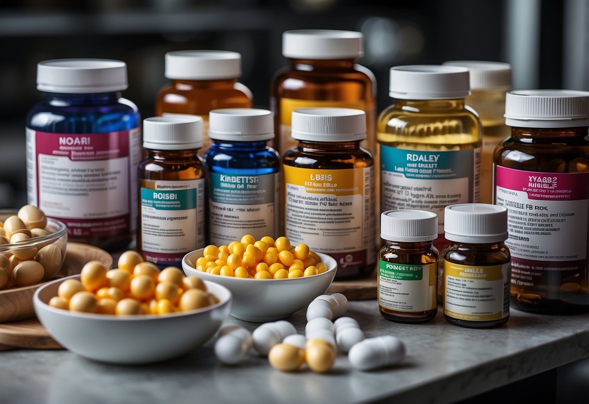 A table displaying various legal oral steroids and supplements for fat loss, with labels and dosage information