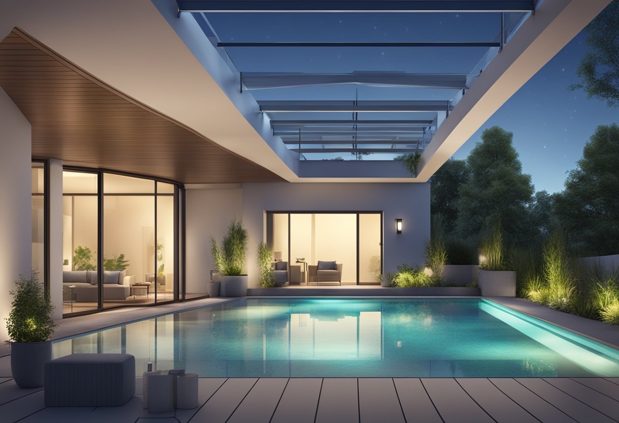 A modern, energy-efficient pool lighting system with sustainable design elements