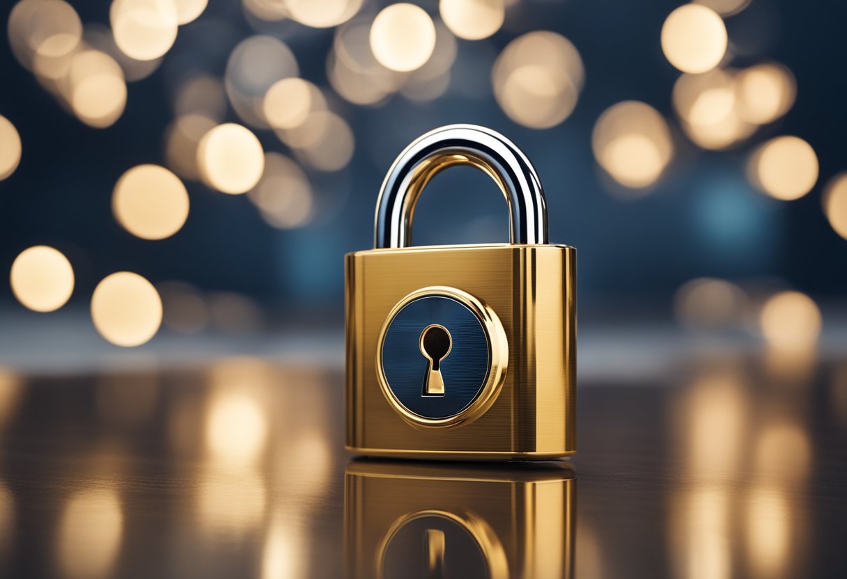 A padlock representing security tokens and a lightbulb symbolizing utility tokens, with regulations in the background