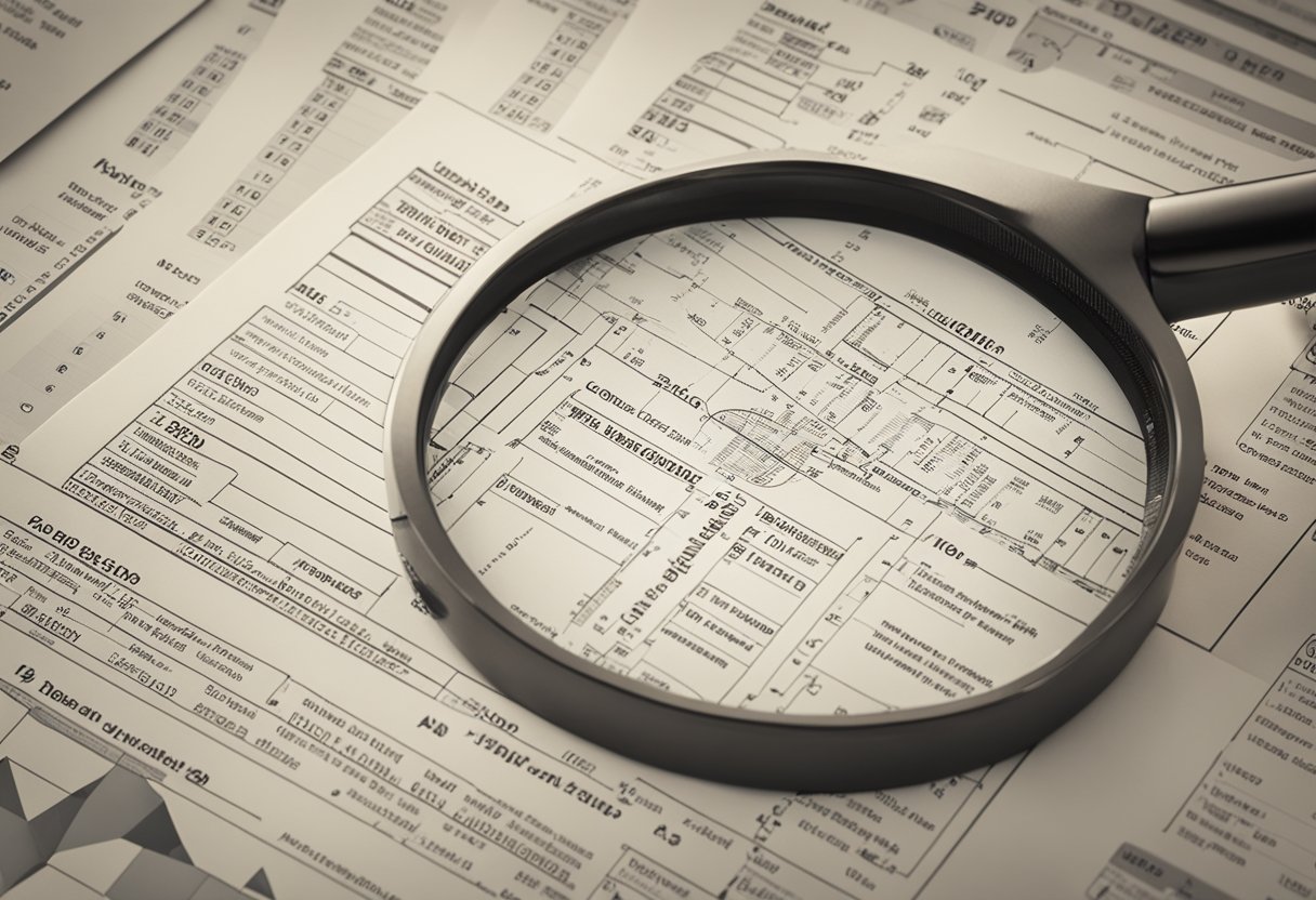 A table with various blockchains listed, arrows pointing to a central comparison chart, and a magnifying glass analyzing the differences