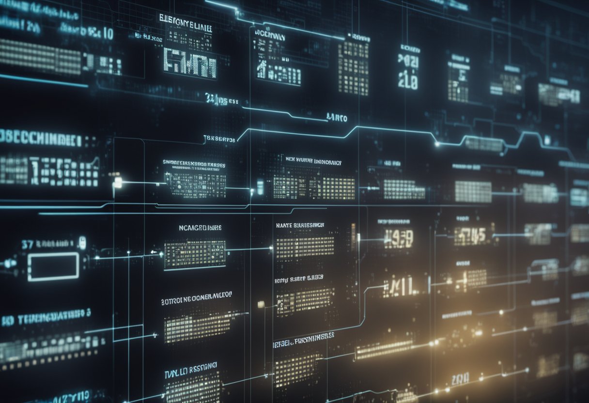 A timeline of blockchain's evolution from its origins to present day, with key events and technological advancements depicted in a linear fashion