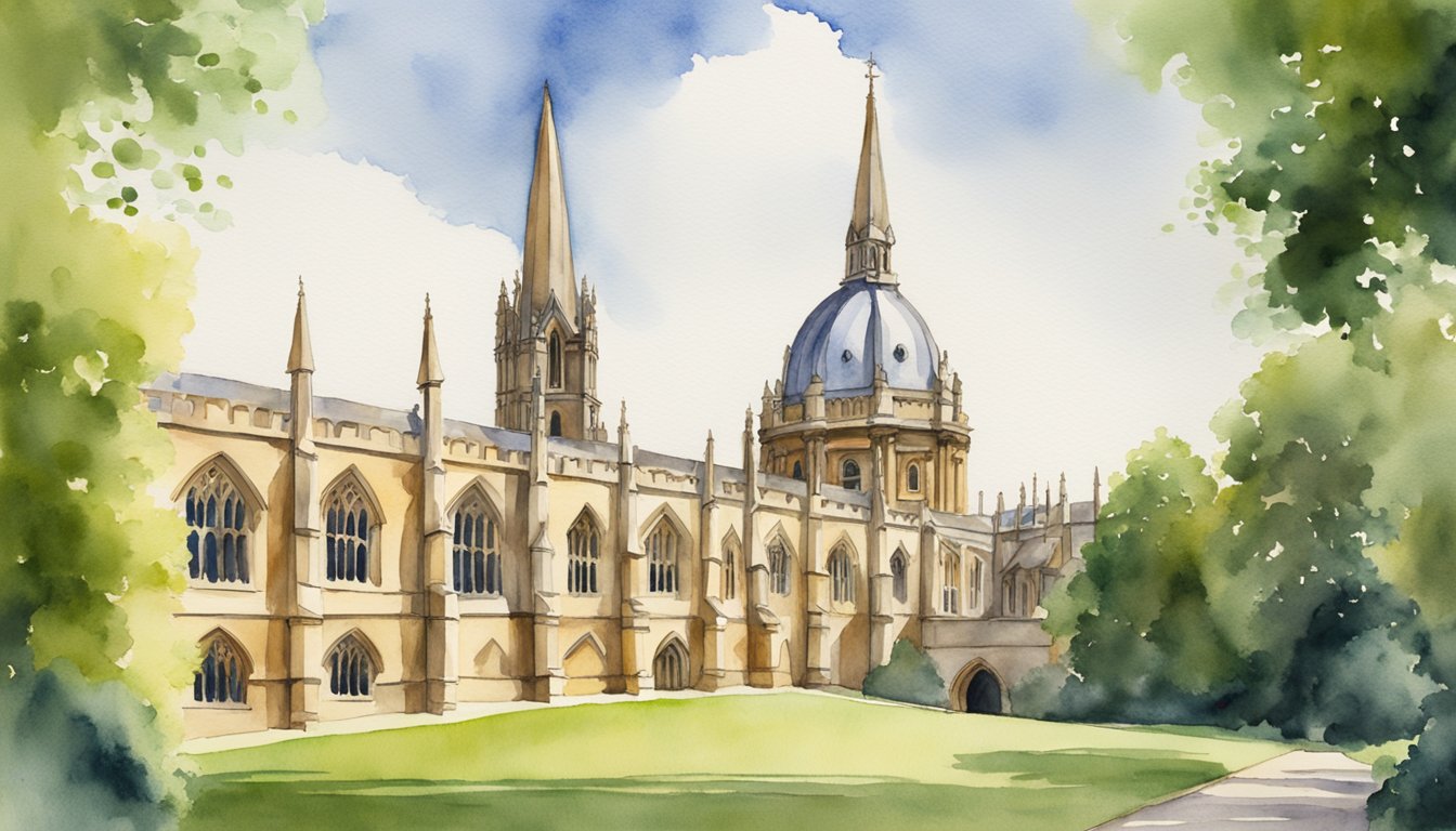 The iconic spires of Oxford's 10 best colleges rise against a backdrop of lush green lawns and historic architecture, creating a picturesque scene for study abroad opportunities