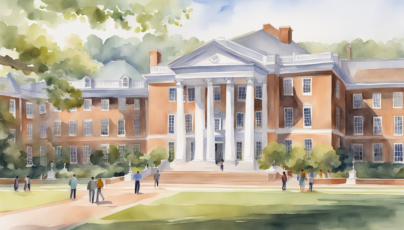 The University of Virginia School of Law is bustling with activity, as students and faculty engage in discussions and debates on criminal law topics.</p><p>The iconic architecture of the campus provides a picturesque backdrop for the scene