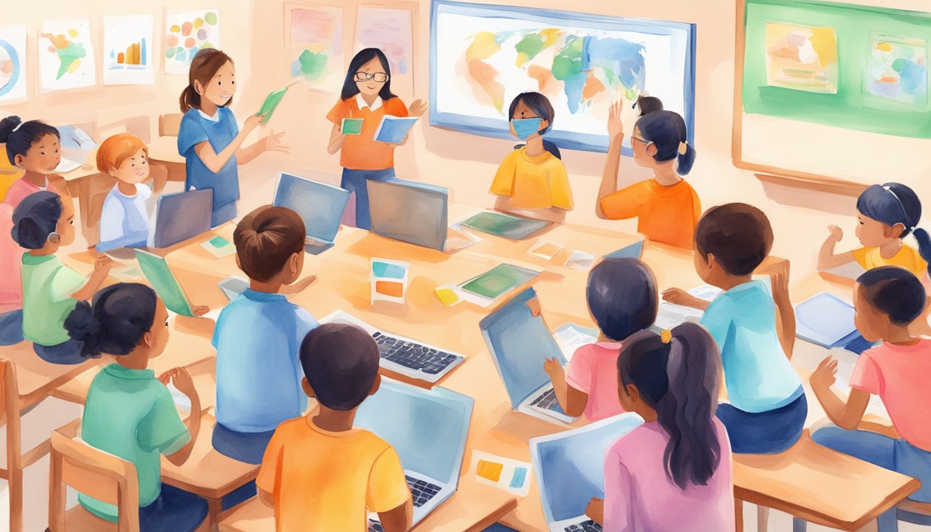 A diverse group of students engage with interactive learning materials under the guidance of top online tutors from VIPKid