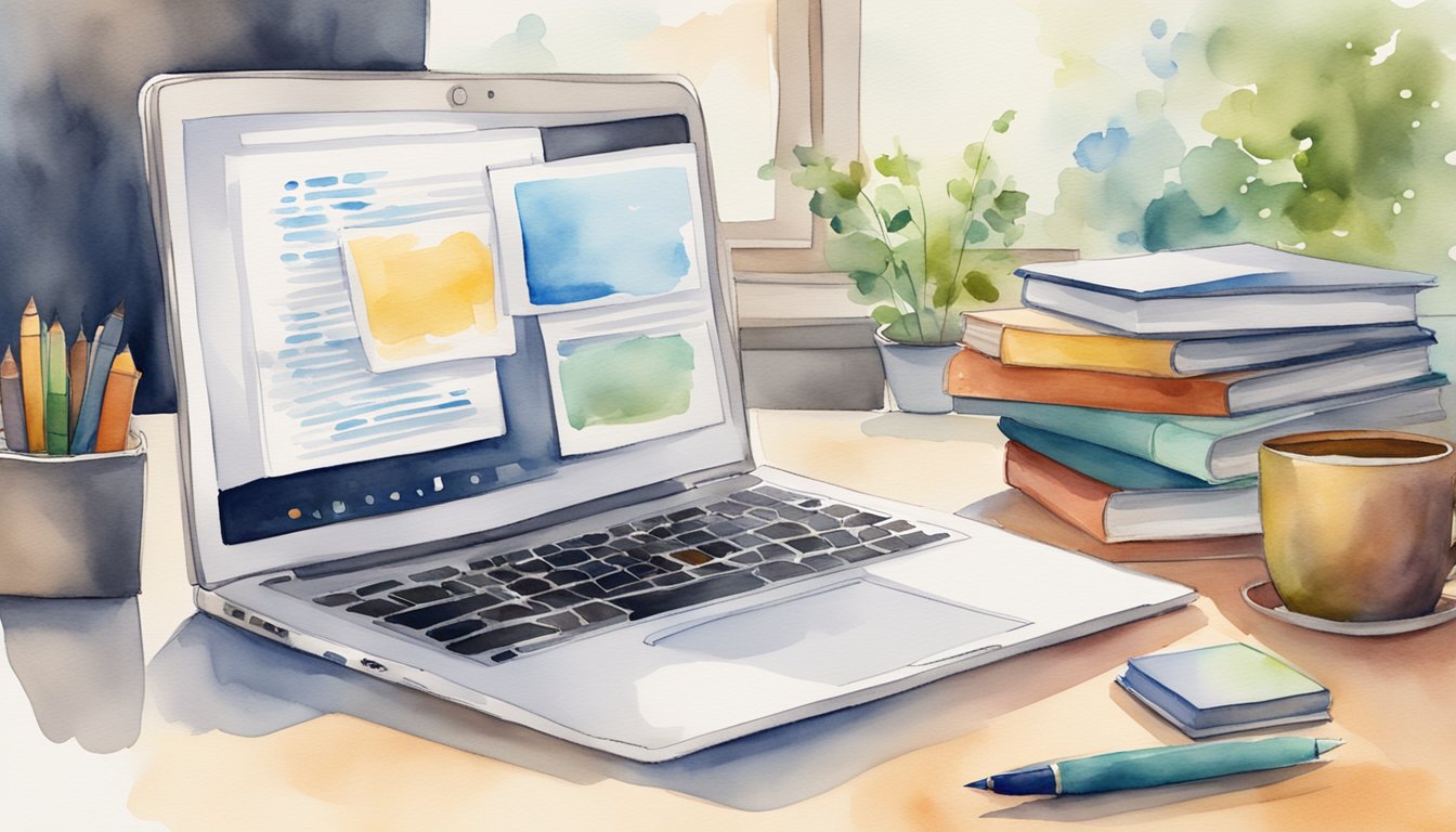 A laptop displaying "Coursera: Machine Learning by Stanford University" surrounded by books and a notepad with "10 Free Online Courses for Lifelong Learners."