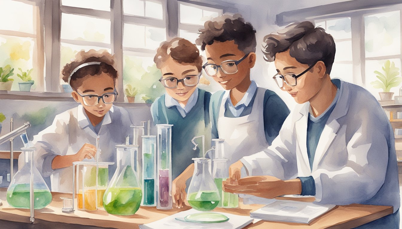 A group of students engage in hands-on science experiments with their tutor, surrounded by textbooks and lab equipment.</p><p>The tutor explains complex concepts with enthusiasm, fostering a love for science