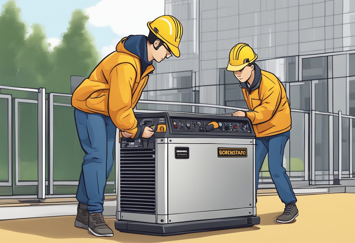 A person sets up a generator in a discussion post generator scene