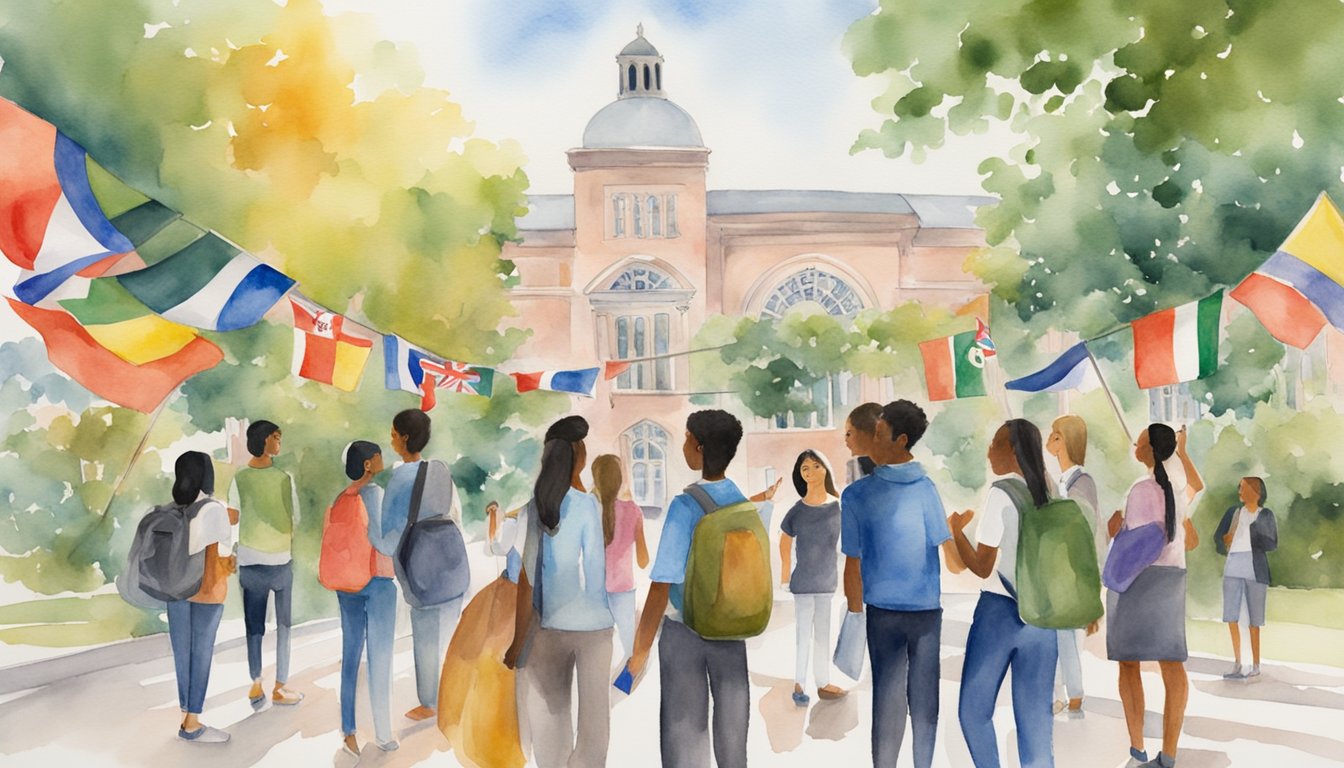 Students from diverse backgrounds gather at prestigious colleges, exchanging ideas and experiences.</p><p>Flags from different countries adorn the campus, symbolizing a global community of learners