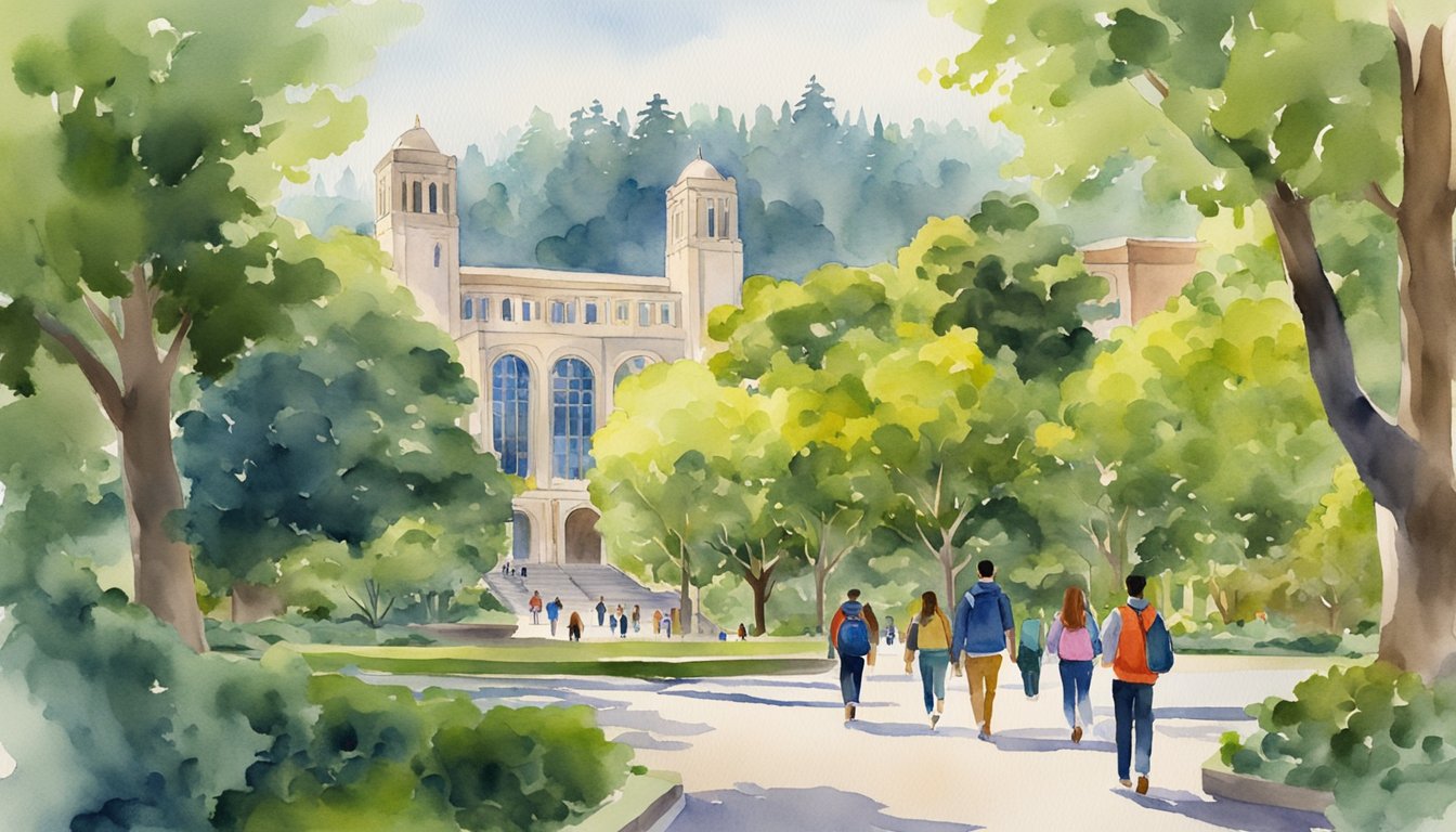 A bustling campus with students walking to class, surrounded by lush greenery and towering trees.</p><p>The iconic architecture of UC Berkeley's buildings stands proudly against the backdrop of the rolling hills of the Bay Area