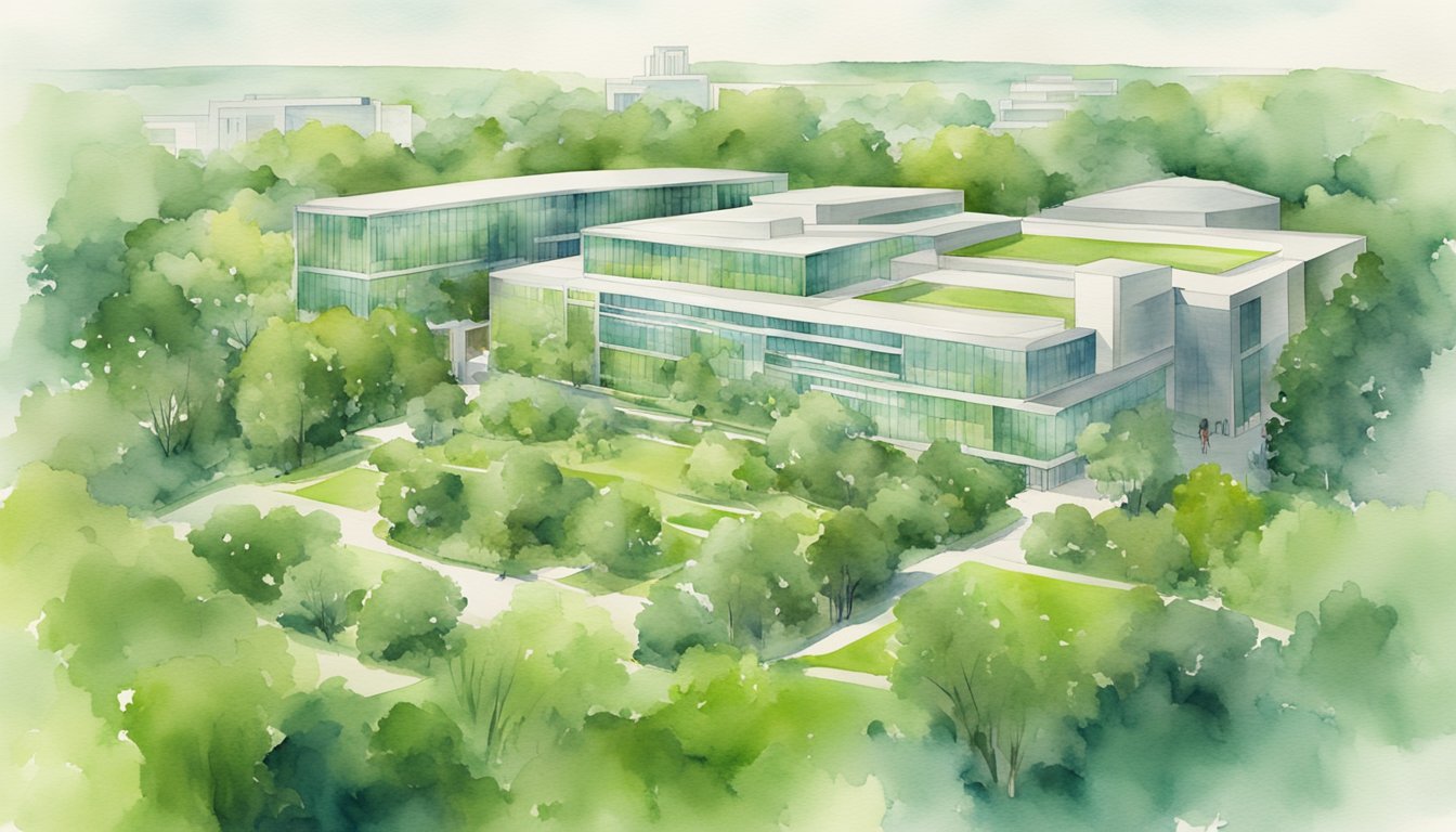 A lush, green campus with modern science buildings and research facilities at University of Wisconsin-Madison