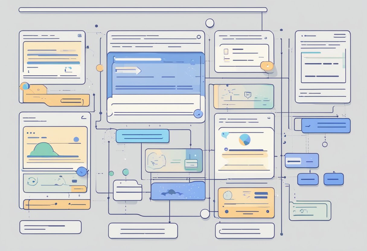 An AI-powered discussion board response generator analyzing and generating replies to user queries in real-time. Multiple threads and responses displayed on a digital interface