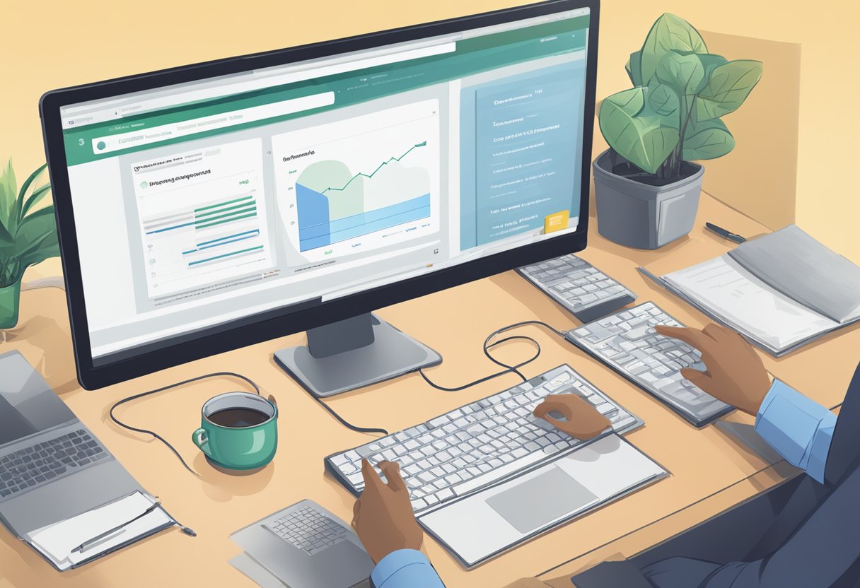 A computer screen displaying a discussion board with the title "Getting Started with Free Response Generators." A keyboard and mouse are visible on the desk