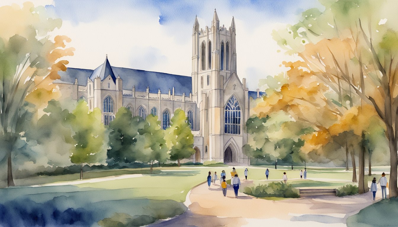 A picturesque campus with 11 online college buildings at Duke University, each with a high graduation rate