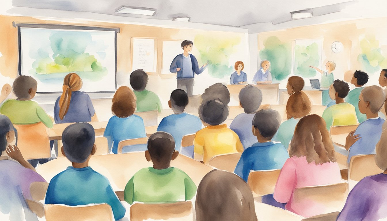 A child confidently speaks up at an IEP meeting, surrounded by supportive adults.</p><p>A checklist of tips for planning and support is visible in the background