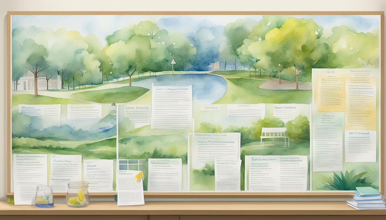 A bulletin board displays "Research and Internship Opportunities" alongside a list of "8 Best Colleges for Environmental Science Majors."