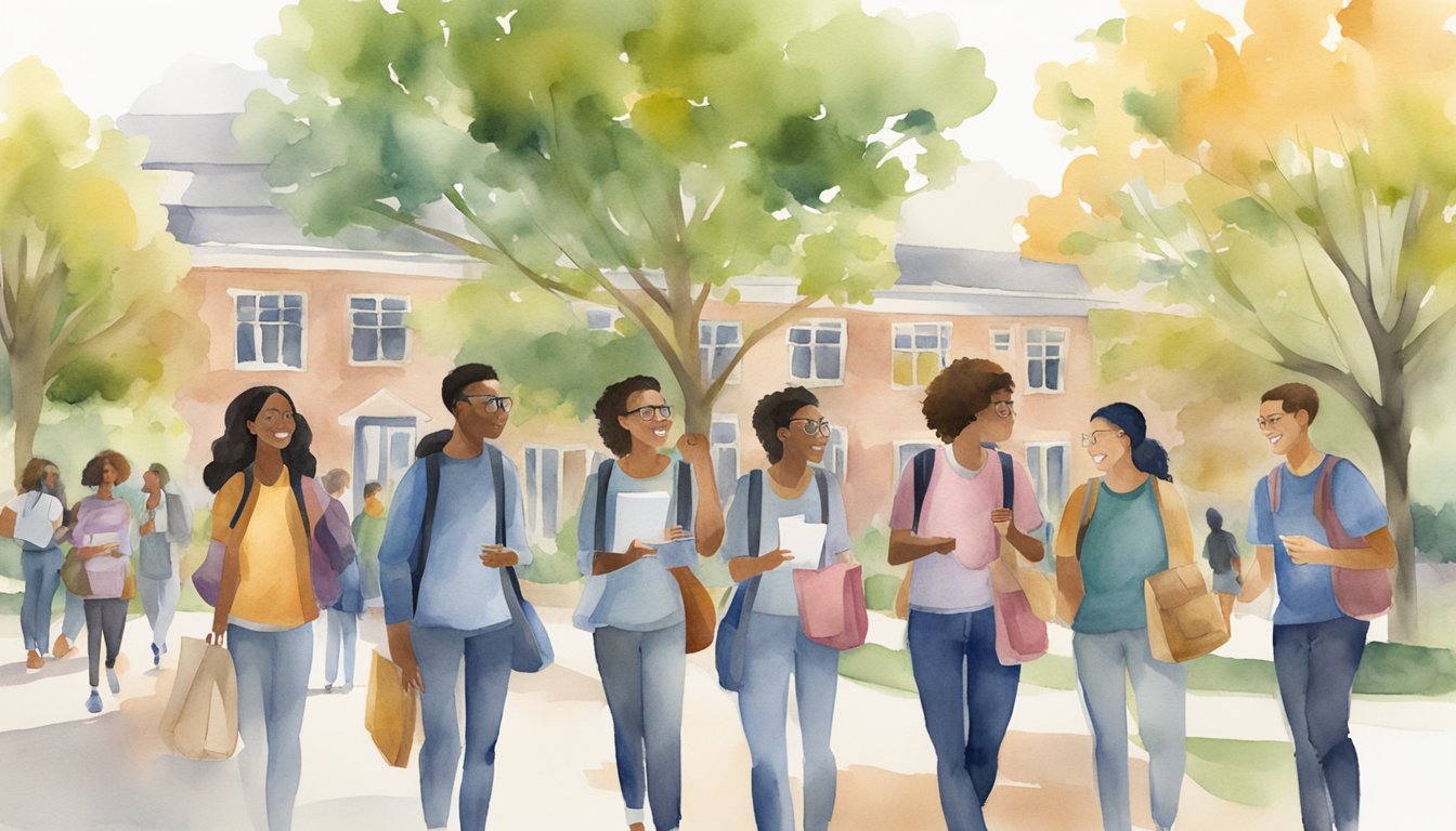 A diverse group of college students explore campus, engage in academic and extracurricular activities, and utilize Unigo's resources to find their best college fit