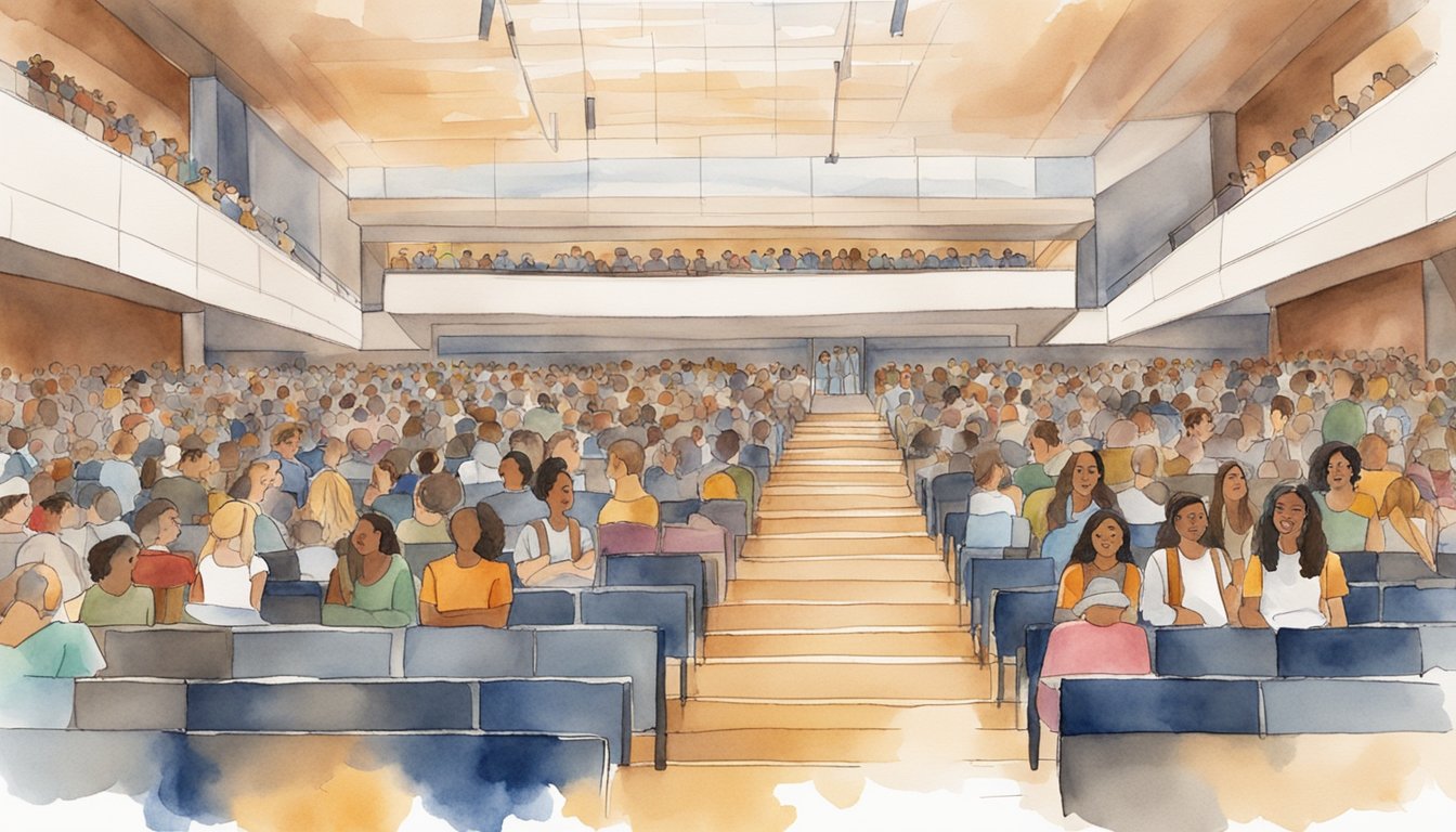 A group of college students gather in a large auditorium, listening attentively as a speaker discusses 8 ways to make the most of college orientation.</p><p>The room is filled with excitement and anticipation for the upcoming academic year