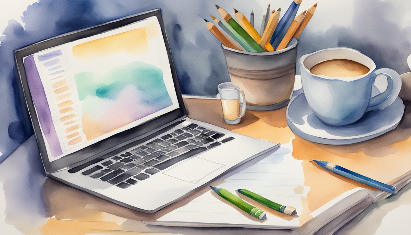 A computer screen displays 7 TOEFL practice tools.</p><p>A pencil hovers over a notebook, ready to jot down notes.</p><p>An open book and a cup of coffee sit nearby