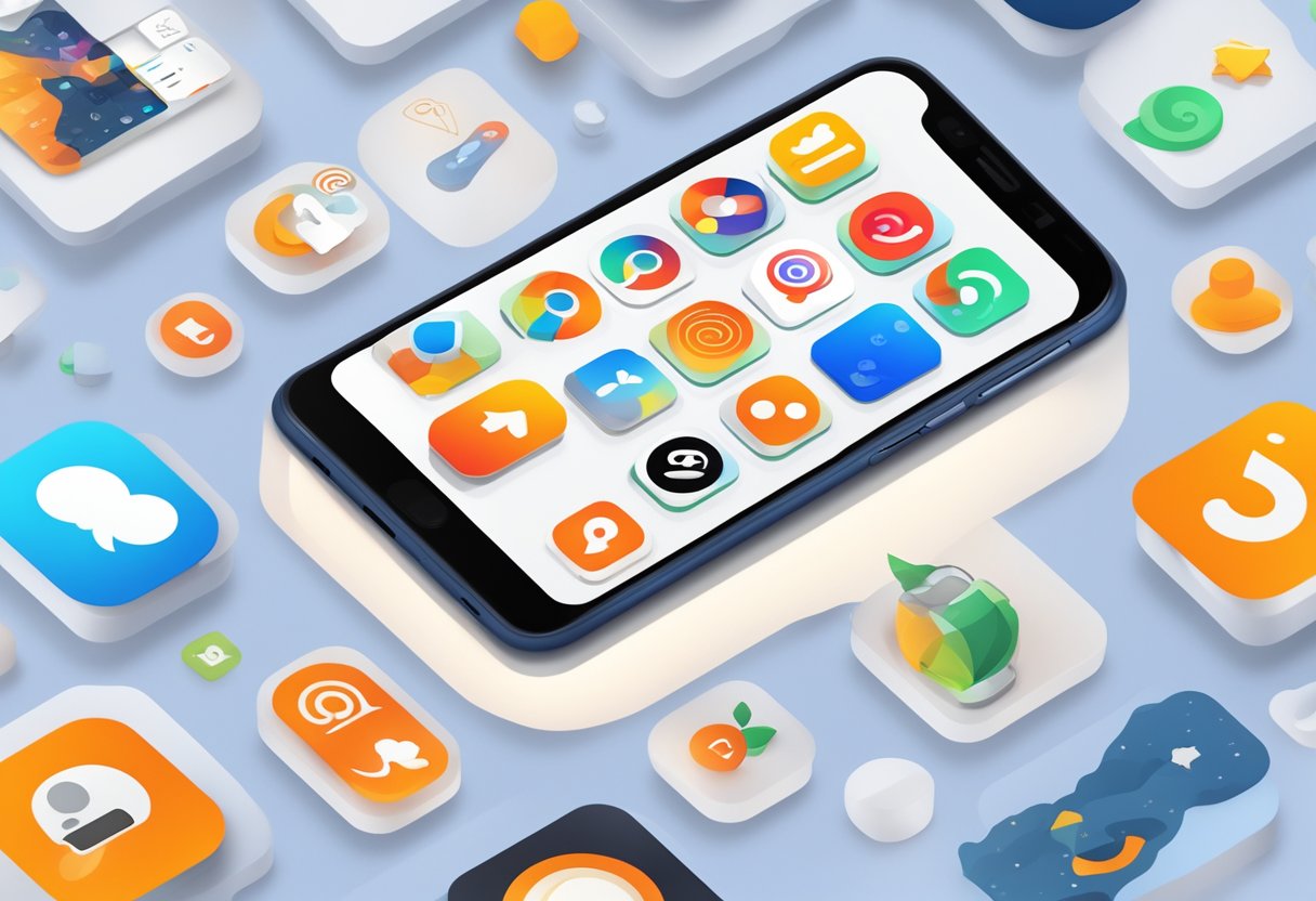 A smartphone with a notification badge on the Reddit app icon, surrounded by other app icons on the screen