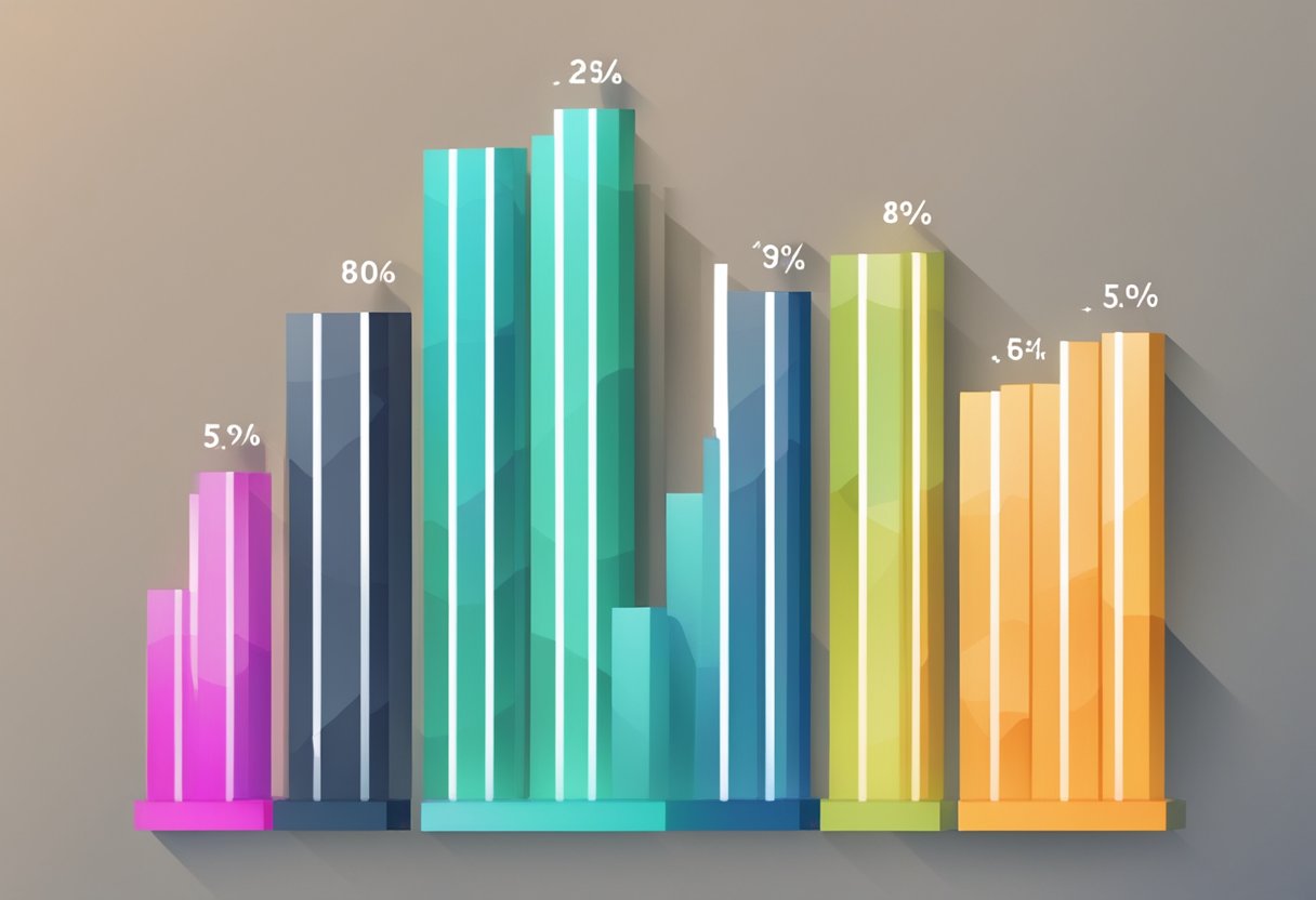 A colorful bar graph displaying the increase in brand mentions and product presence over time