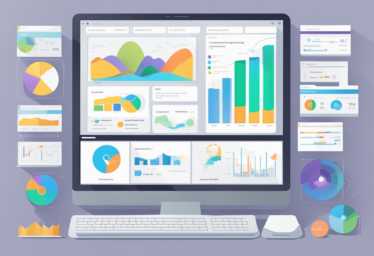 A computer screen displaying various customer engagement metrics and monitoring tools