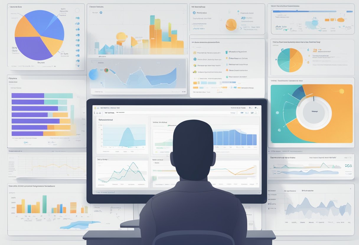 Reddit tracking: A computer screen displays a user engaging with various content. Data points and graphs show distribution patterns