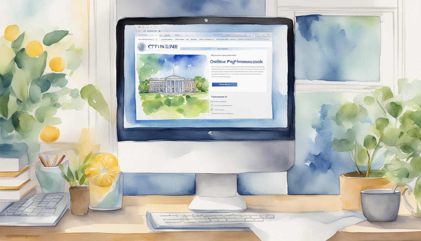 A computer screen displaying the CTY Online Programs homepage with the Johns Hopkins University logo and a list of 7 online homeschool programs for gifted students