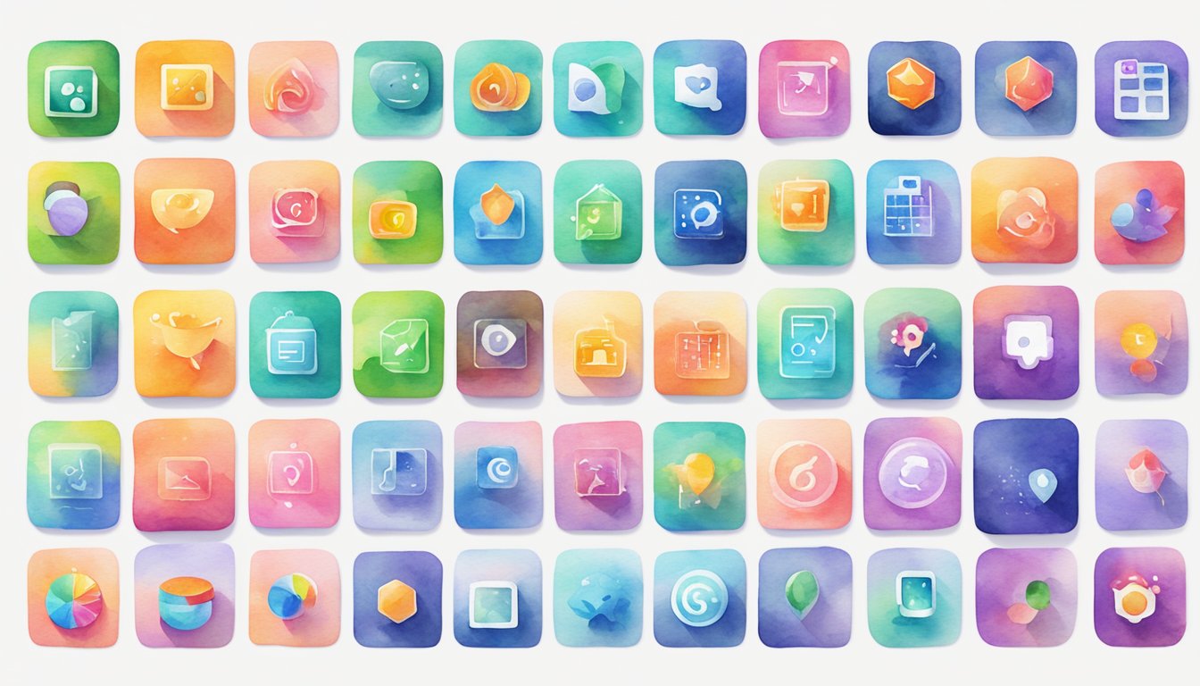 Six colorful coding app icons arranged in a grid on a tablet screen.</p><p>Each app features a playful mascot and vibrant graphics